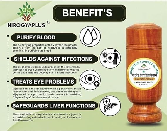 Vijaysar Wooden Glass for Sugar Control – Ayurvedic Wellness Tumbler