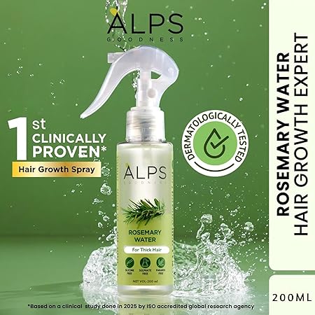 Alps Goodness Rosemary Hair Growth Spray (200ml) | Reduces Hair Fall, Promotes Regrowth, Adds Shine & Controls Dandruff