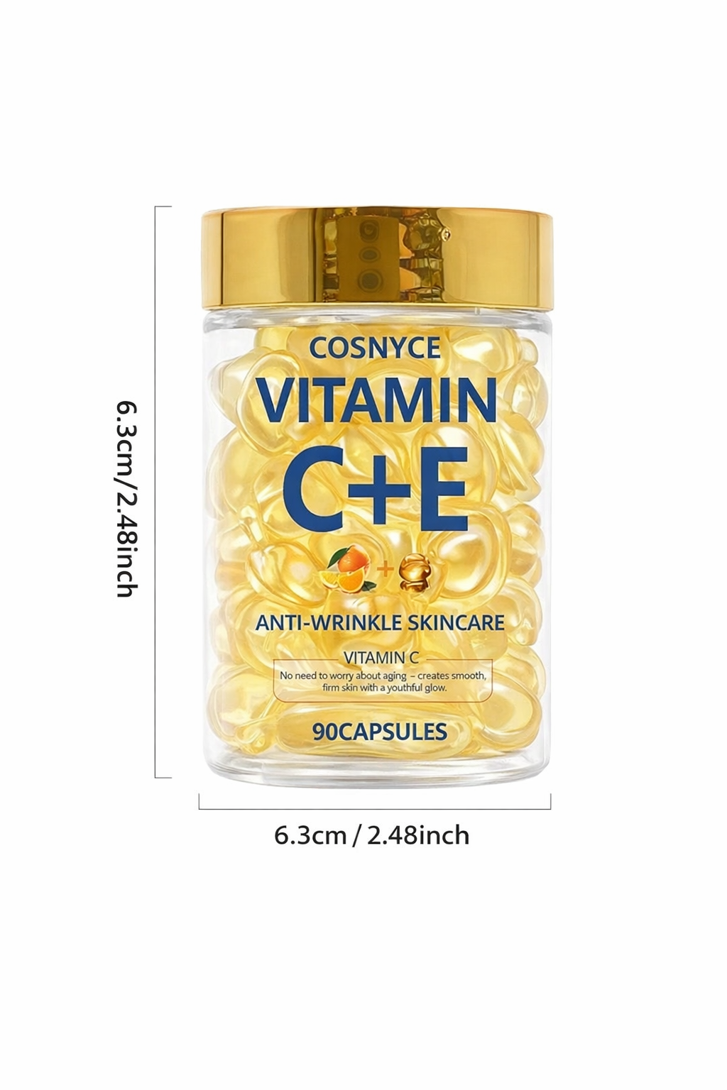 Vitamin C + E Face Serum Capsules (90pcs) | Anti-Aging, Brightening & Glow Skin