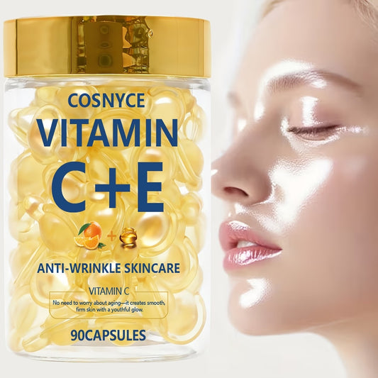 Vitamin C + E Face Serum Capsules (90pcs) | Anti-Aging, Brightening & Glow Skin