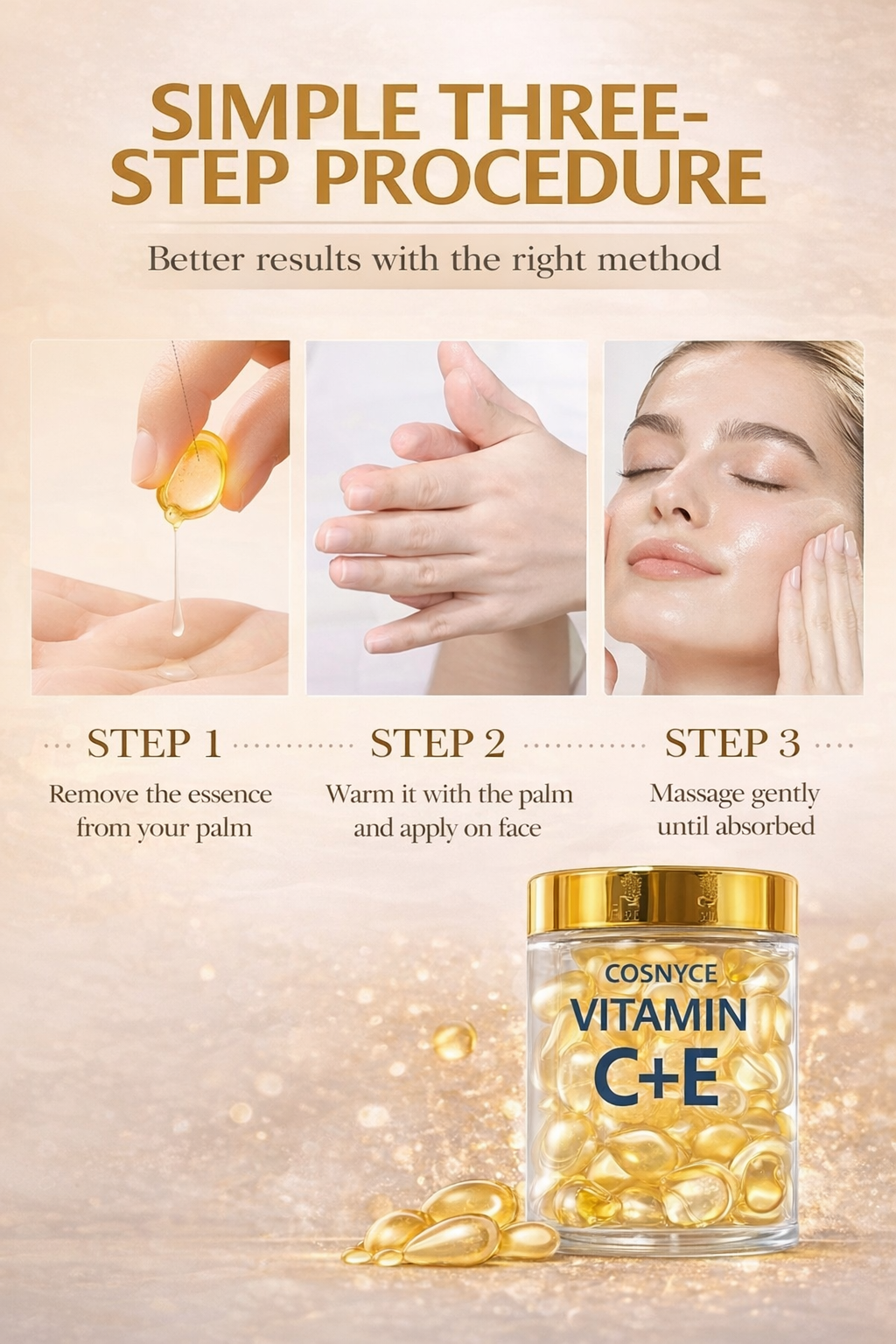 Vitamin C + E Face Serum Capsules (90pcs) | Anti-Aging, Brightening & Glow Skin